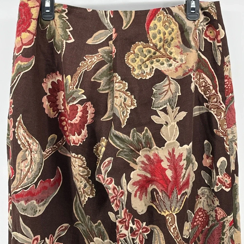 Lauren Ralph Lauren. Pants, Womens, 10P, Brown, Floral Linen Straight Leg - Picture 5 of 9
